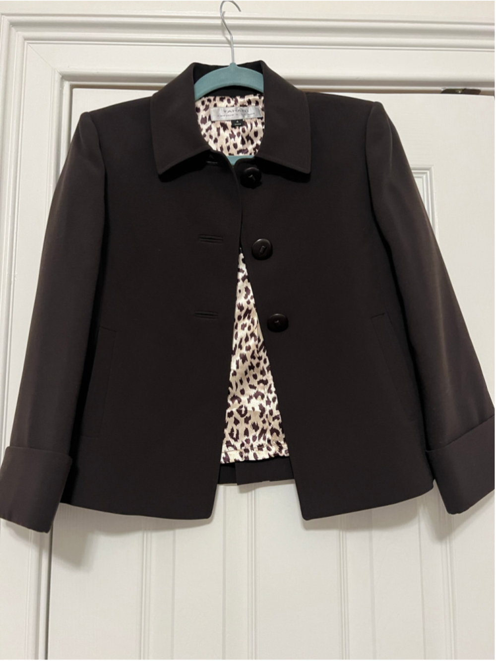 Women's Tahari Arthur S. Levine Chocolate Brown Swing Style Blazer Jacket Size 4